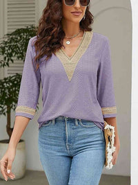 V-Neck Eyelet Blouse