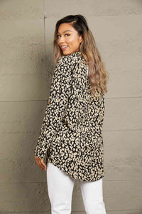 Leopard Roll-Tap Sleeve Shirt