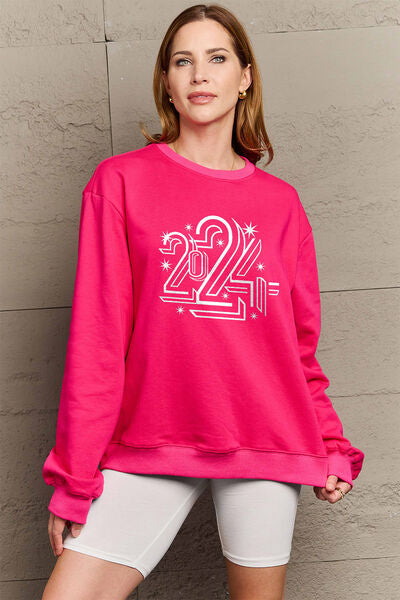 Full Size 2024 Round Neck Dropped Shoulder Sweatshirt