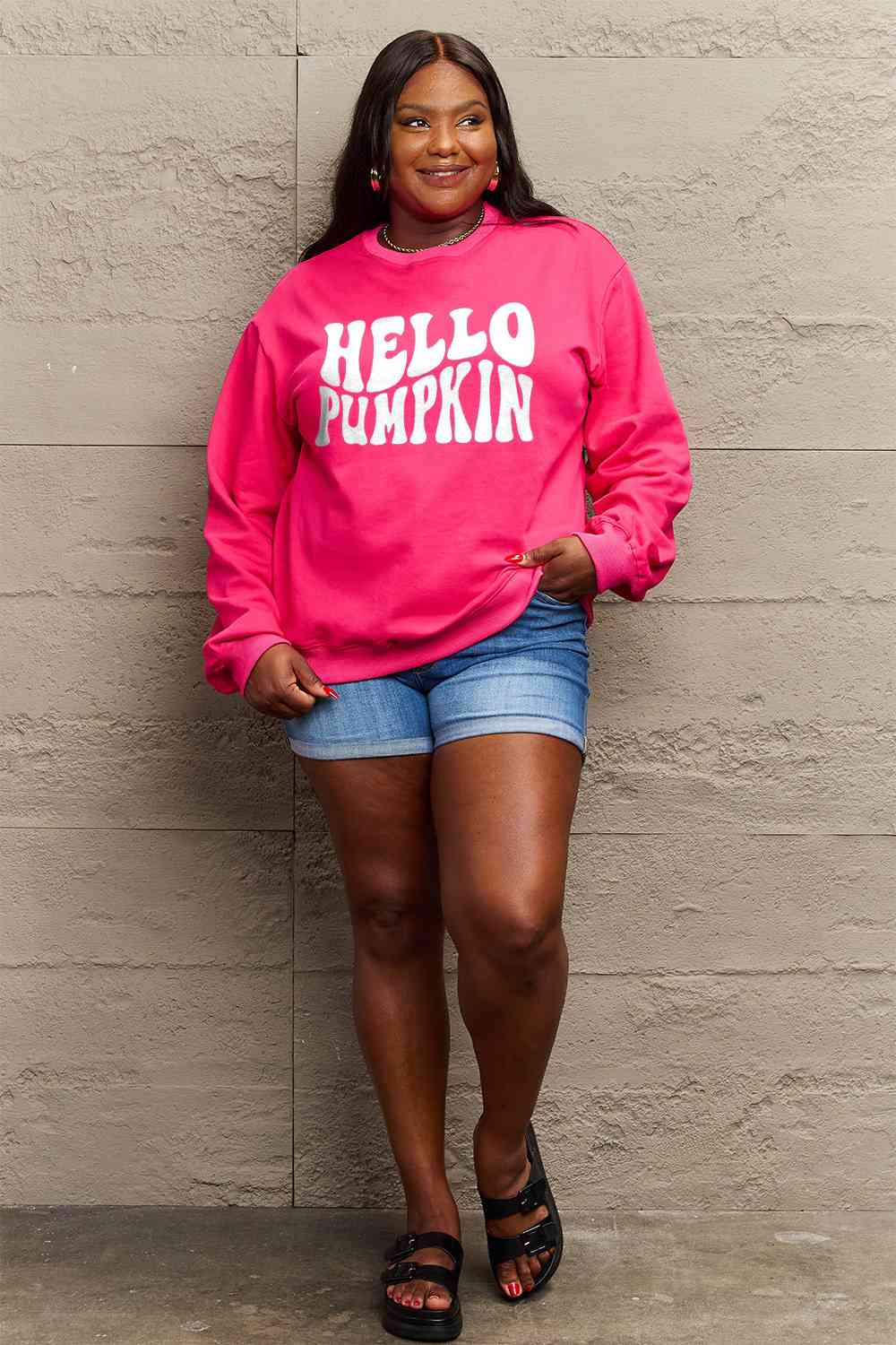 Full Size HELLO PUMPKIN Graphic Sweatshirt