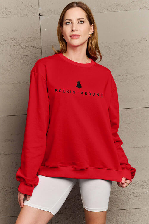 Full Size ROCKIN AROUND  Long Sleeve Sweatshirt