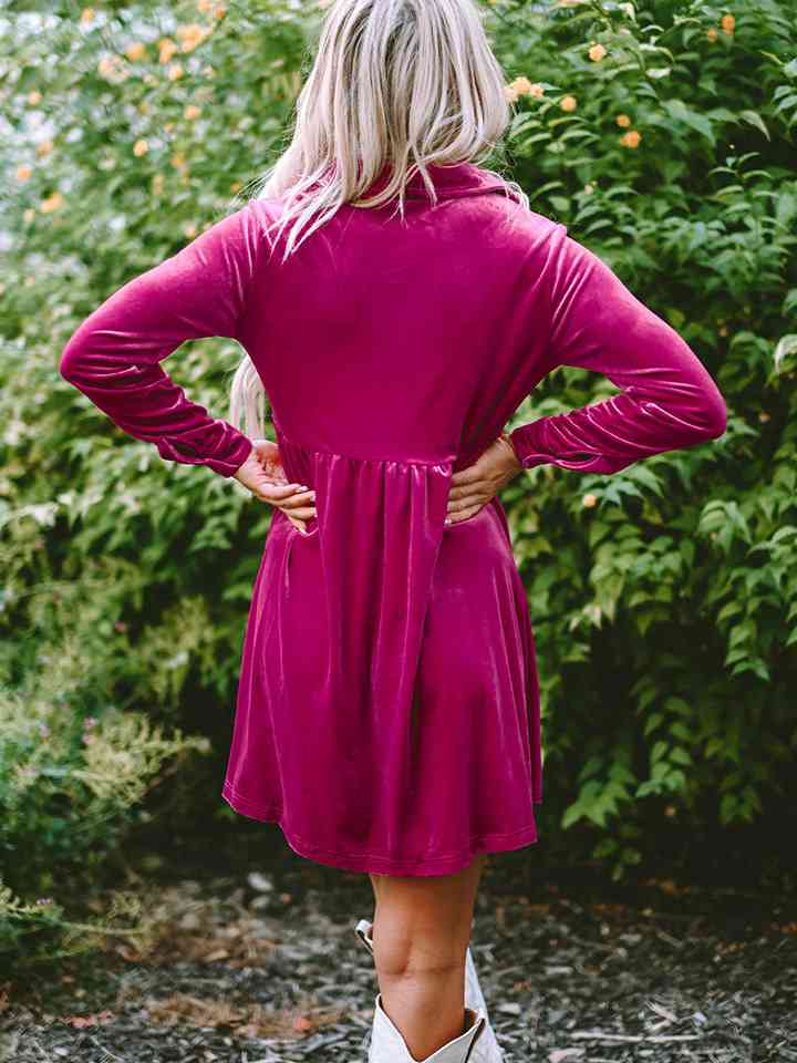 Collared Neck Buttoned Mini Dress