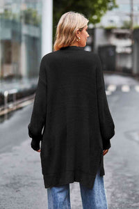 Dropped Shoulder Open Front Longline Cardigan