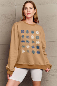 Full Size Snowflakes Round Neck Sweatshirt