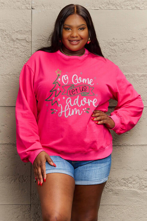 Full Size Letter Graphic Long Sleeve Sweatshirt