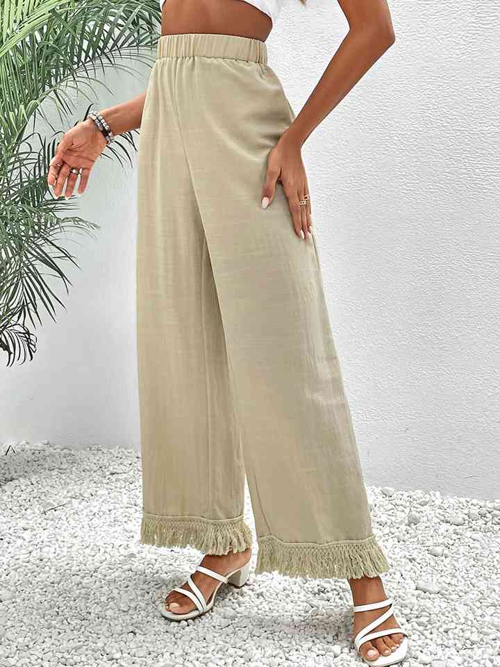 Fringe Detail Wide Leg Pants