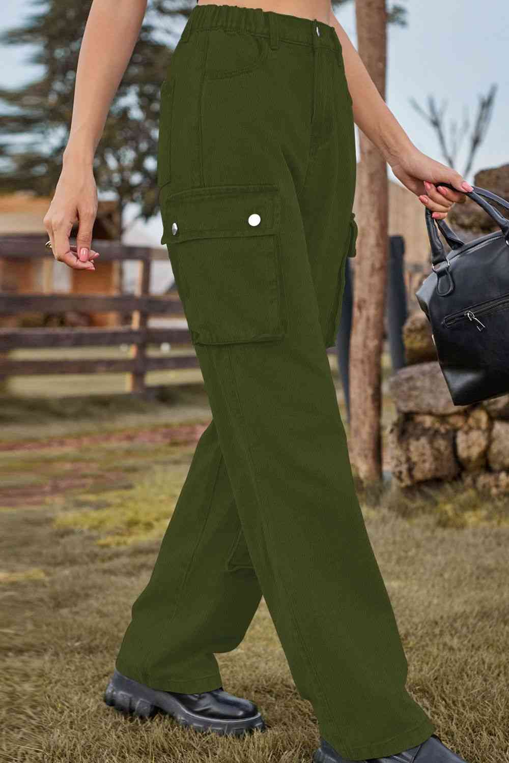 Loose Fit Long Jeans with Two Leg Pockets