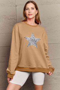 Full Size Leopard Star Graphic Sweatshirt