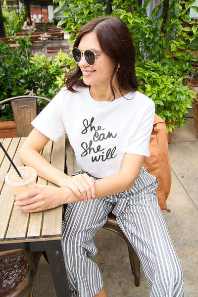 Full Size SHE CAN SHE WILL Short Sleeve T-Shirt