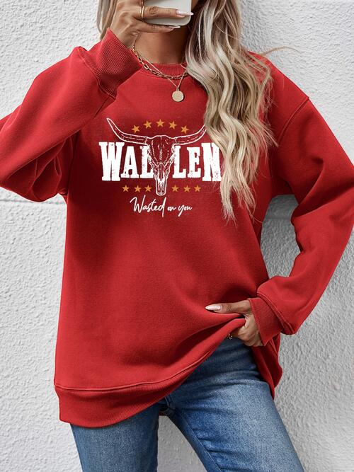 Graphic Dropped Shoulder Round Neck Sweatshirt