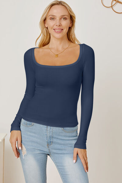 Square Neckline Long Sleeve T-Shirt