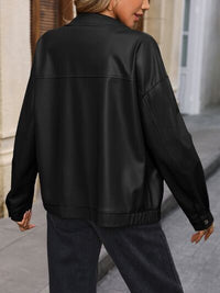 Pocketed Zip Up Collared Neck Jacket