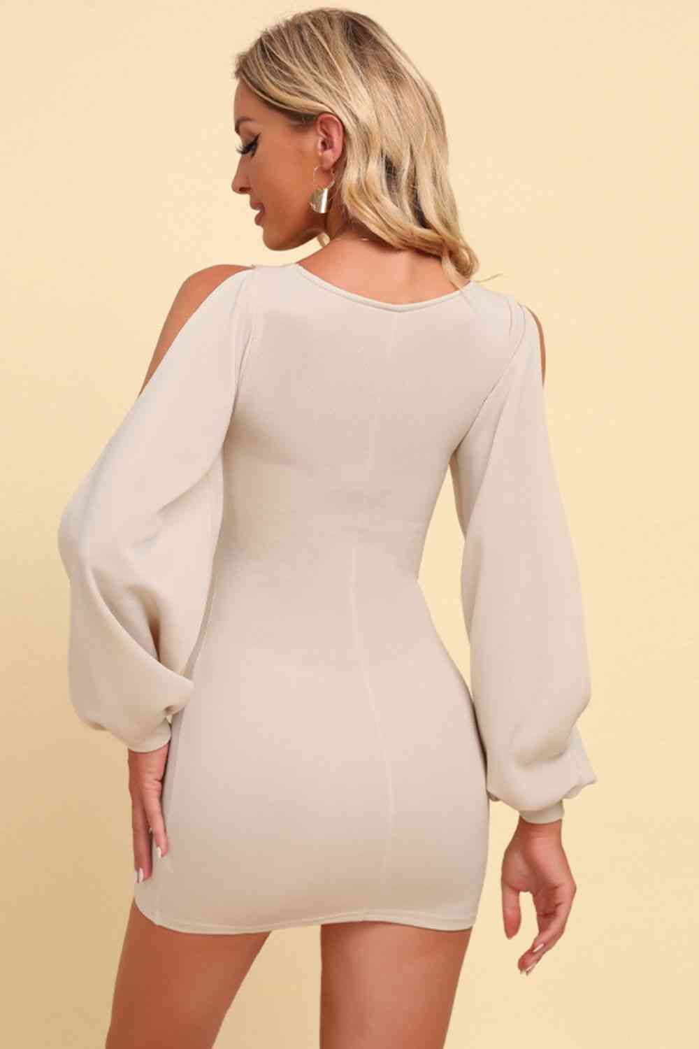 Square Neck Split Sleeve Mini Dress