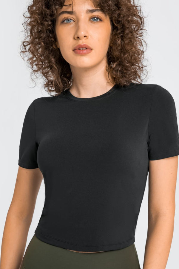 Round Neck Short Sleeve Yoga Tee