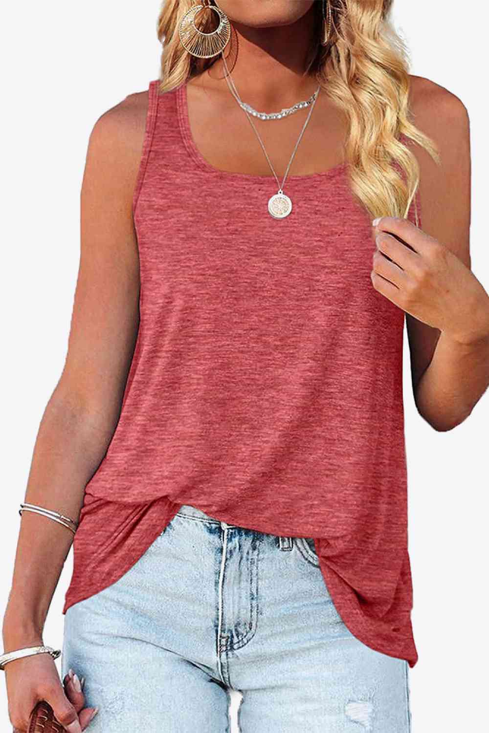 Curved Hem Square Neck Tank