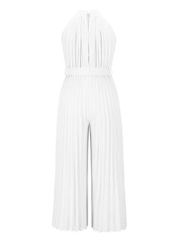 Cutout Tied Pleated Sleeveless Jumpsuit