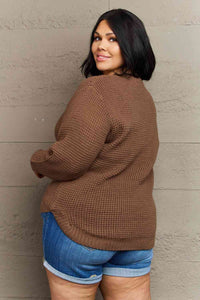 Breezy Days Plus Size High Low Waffle Knit Sweater