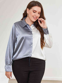 Plus Size Two-Tone Long Sleeve Shirt