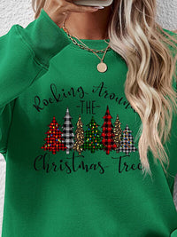 Christmas Tree Graphic Round Neck Sweatshirt