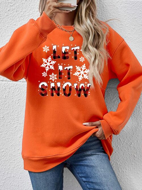 LET IT SNOW Round Neck Long Sleeve Sweatshirt