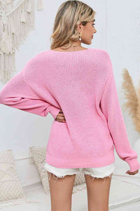 V-Neck Long Sleeve Knit Top