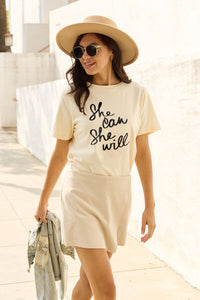 Full Size SHE CAN SHE WILL Short Sleeve T-Shirt