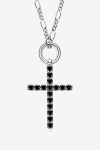 Moissanite Cross Pendant Platinum-Plated Necklace