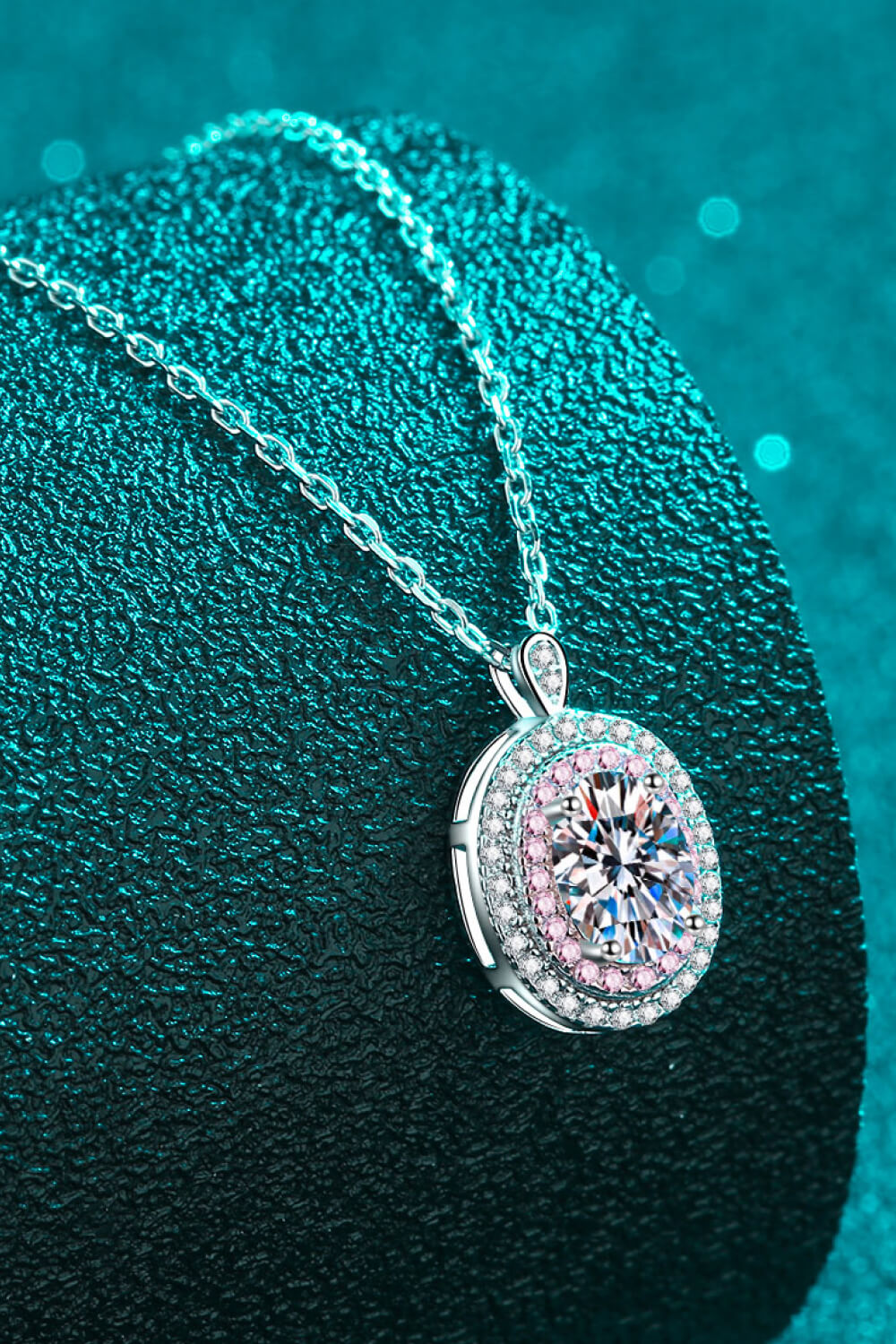 Rhodium-Plated 1 Carat Moissanite Pendant Necklace