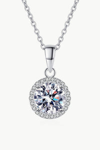 1 Carat Moissanite Round Pendant Chain Necklace