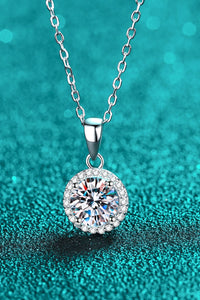 1 Carat Moissanite Round Pendant Chain Necklace