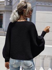 Horizontal Ribbing Dolman Sleeve Sweater